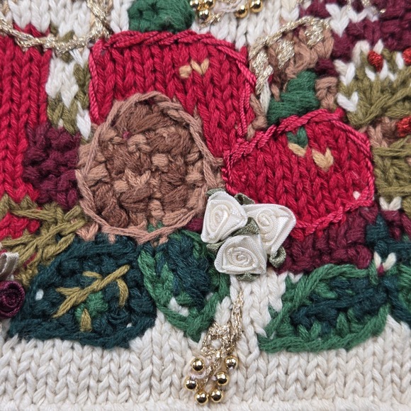 Vintage 90's Tiara International Christmas Sweater Vest Women's M Embroidered - Picture 4 of 12